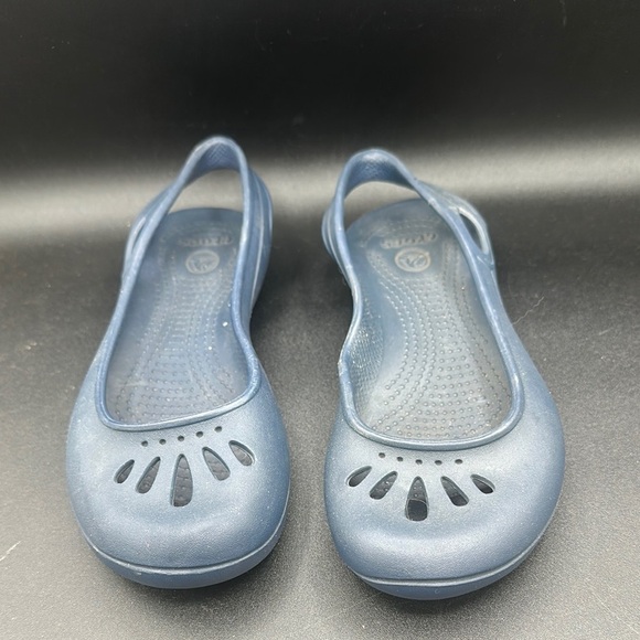 Navy Blue Slip-On Crocs "Malindi" flats with Cut-Out Design size 6 - Picture 2 of 5